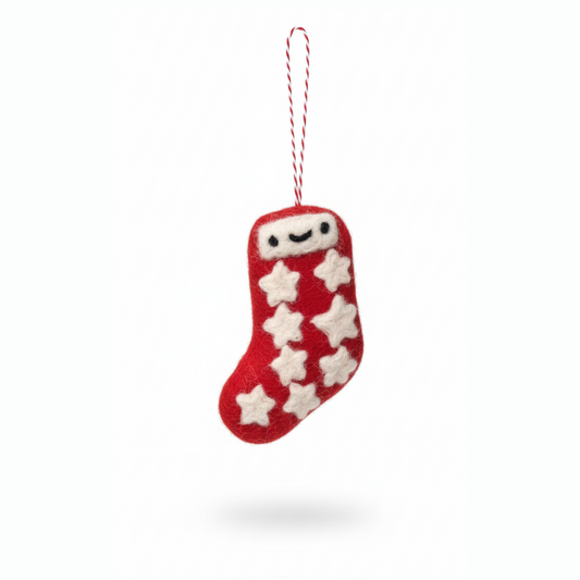 Joyful Felt Stocking & Snowflake Tree Ornaments
