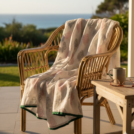 Handmade Malmal/Mulmul/Muslin Cotton Throw (80 inches X 60 inches)