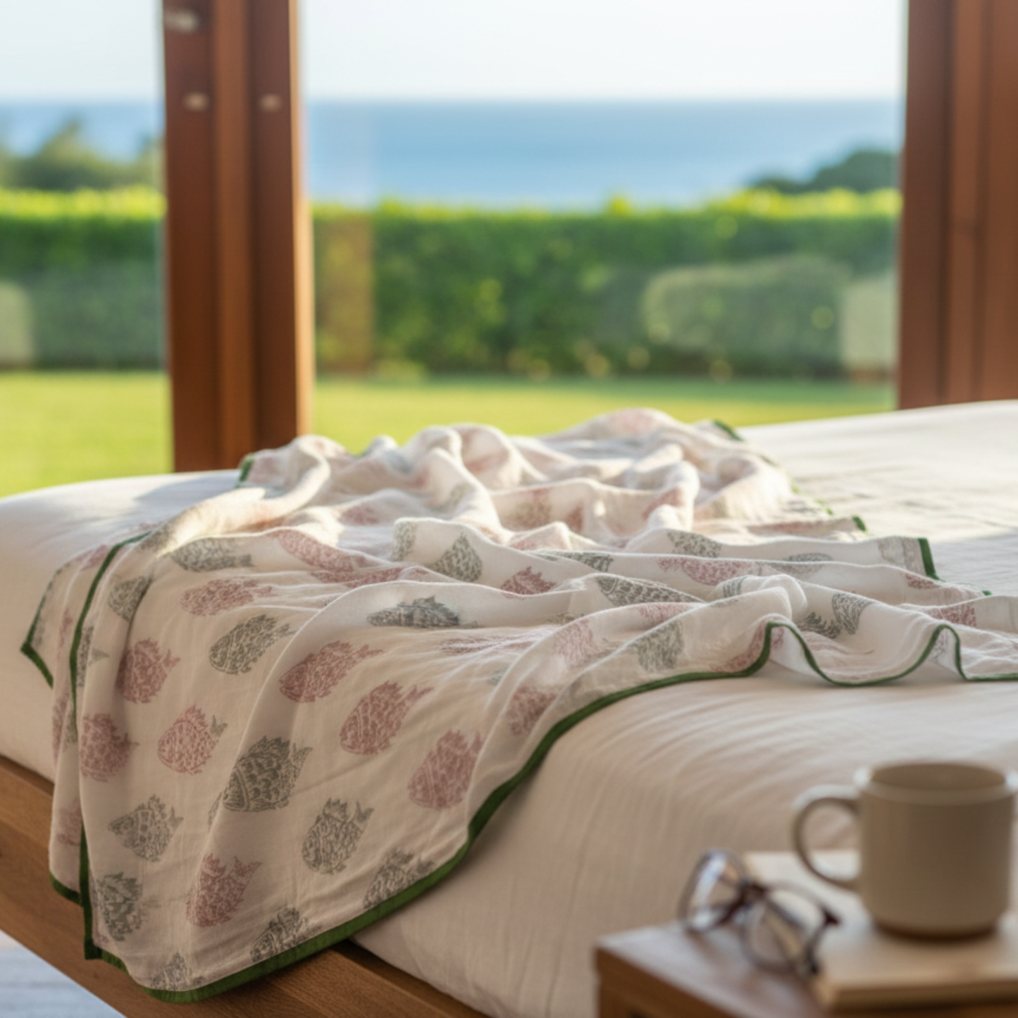 Handmade Malmal/Mulmul/Muslin Cotton Summer Blanket (90 inches X 80 inches)