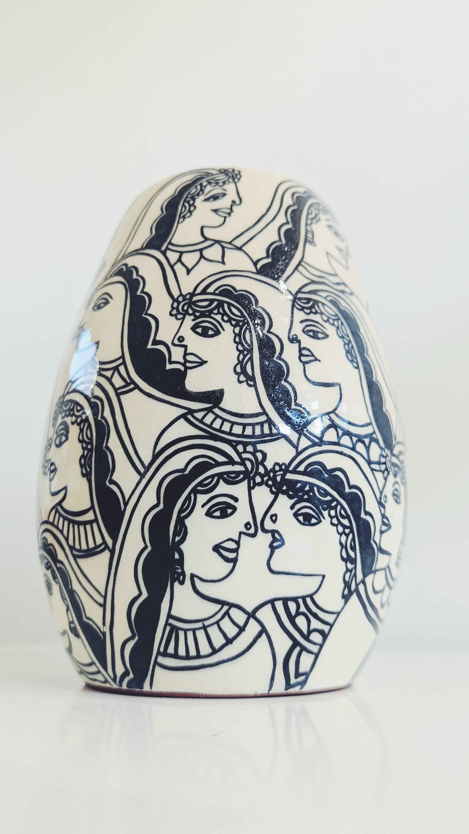 Mithila Women on a Hand-Painted Ceramic Vase