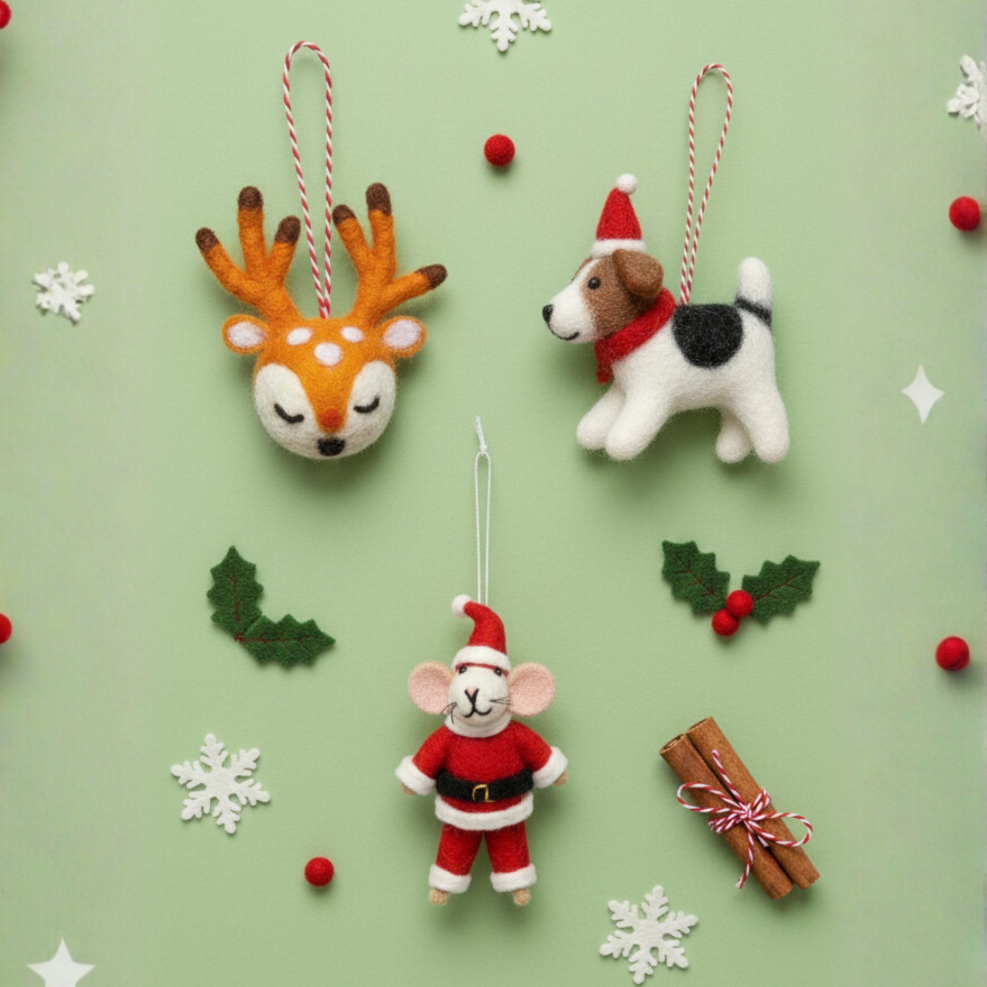 Handmade Felt Animal Ornaments | Lady Yak Ethical Christmas Decor