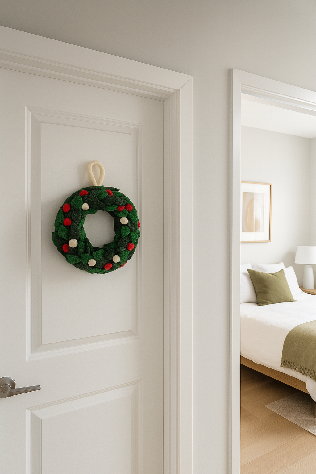 Handmade Felt Wool Christmas Wreath Ornament by lady yak handmade in nepal house of himalayas