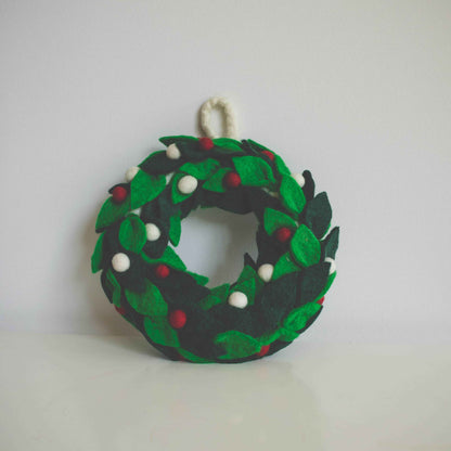 Handmade Felt Wool Christmas Wreath Ornament