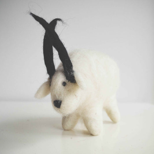 Handmade Felt Goat Duo – Creamy Wool Decor with Character