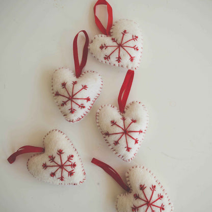 Heart-shaped Felt wool Christmas Bauble