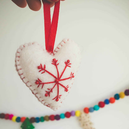 Heart-shaped Felt wool Christmas Bauble