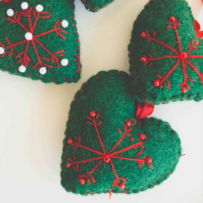 Heart-shaped Felt wool Christmas Bauble
