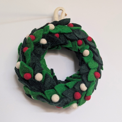 Handmade Felt Wool Christmas Wreath Ornament