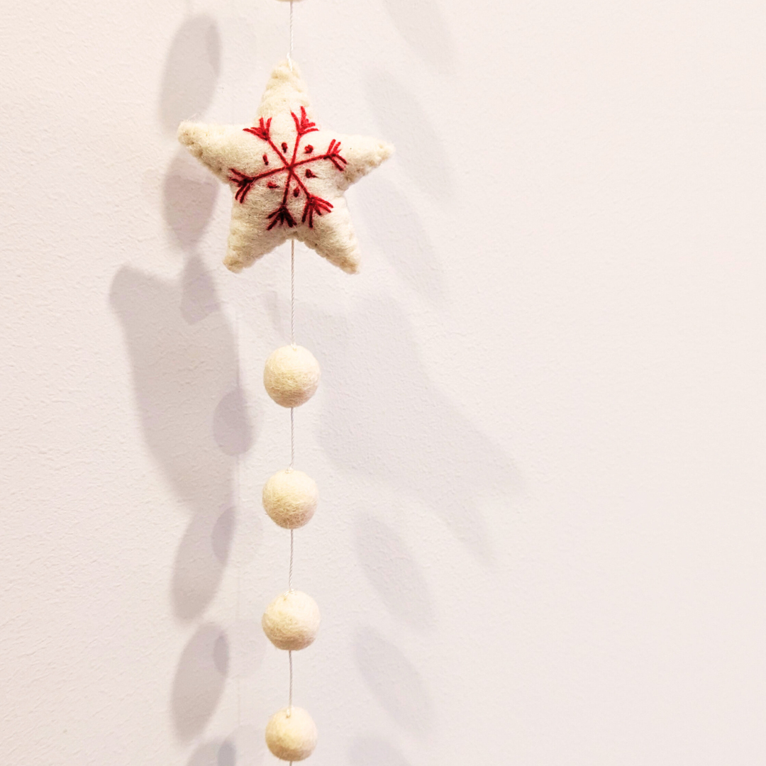Felt Star & Bell Hanging – Handcrafted Christmas Charm