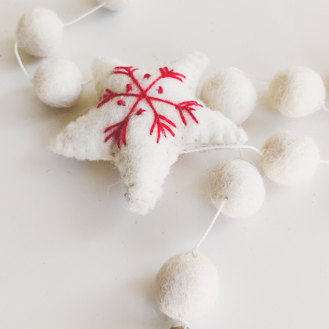 Felt Star & Bell Hanging – Handcrafted Christmas Charm
