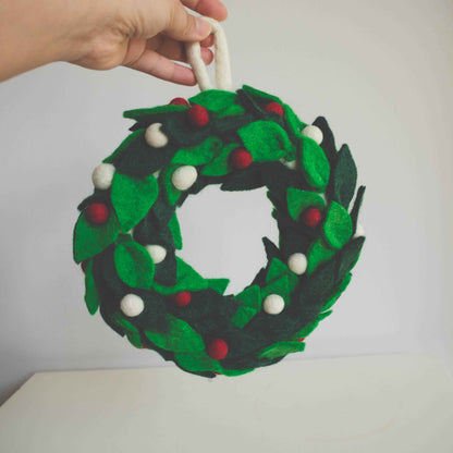 Handmade Felt Wool Christmas Wreath Ornament