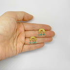 Dainty Gold-Plated Rainbow Drops Earrings with Gemstones