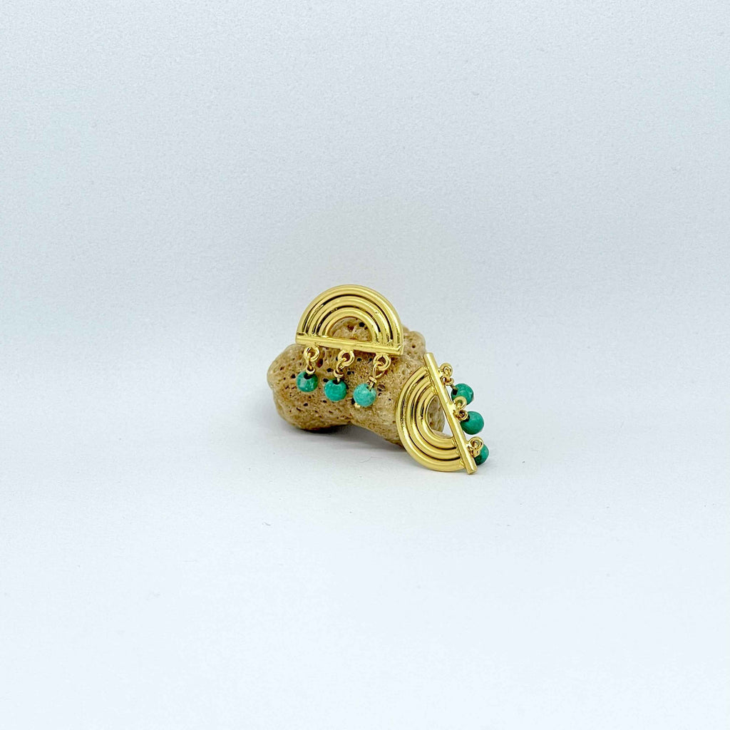 Dainty Gold-Plated Rainbow Drops Earrings with Gemstones