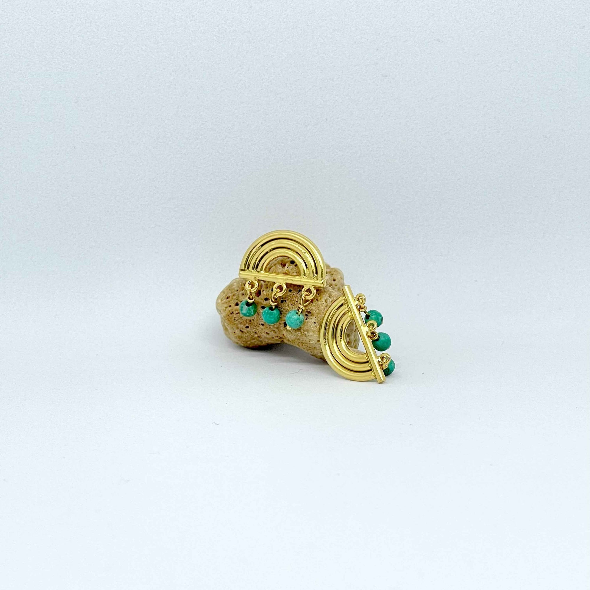 Dainty Gold-Plated Rainbow Drops Earrings with Gemstones