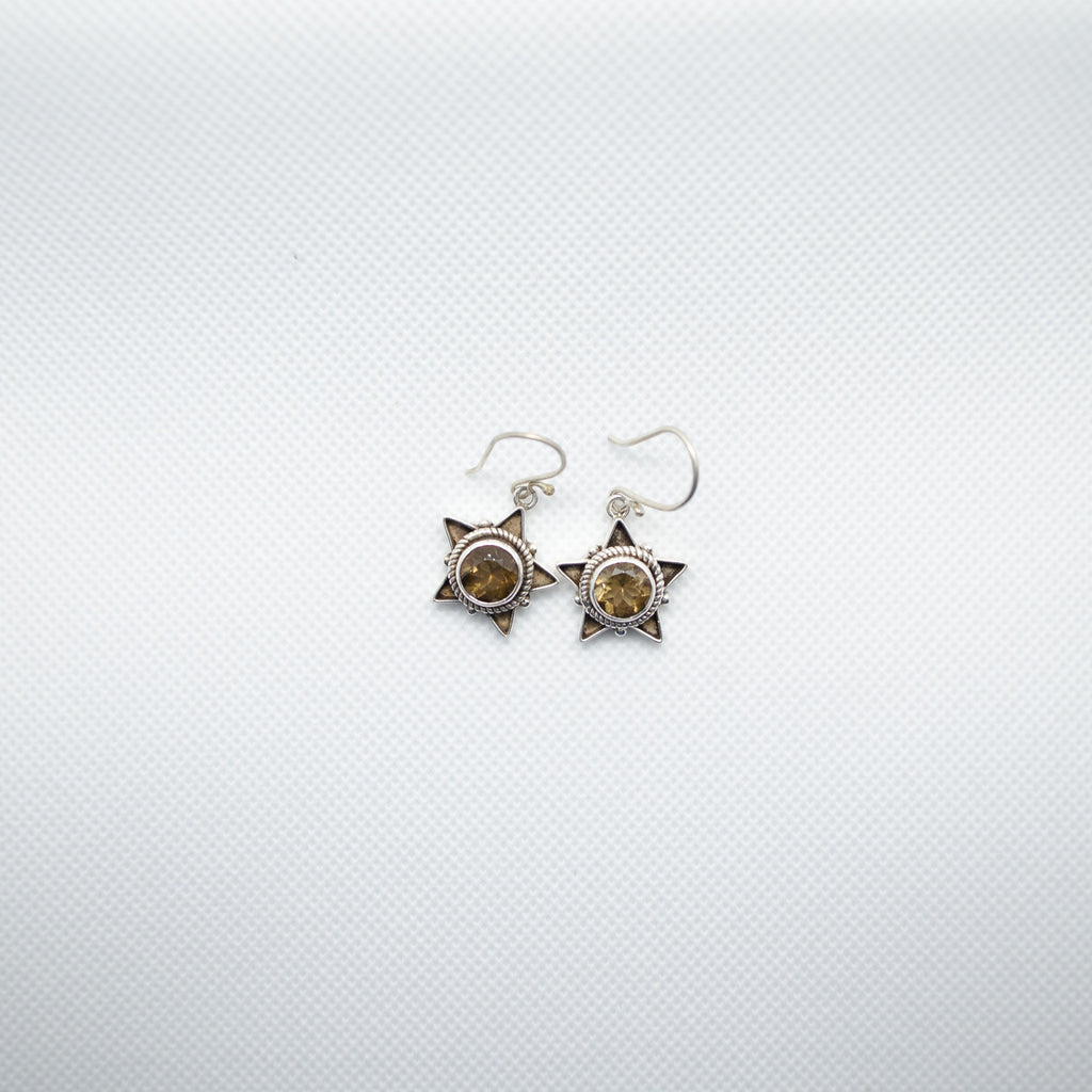 Tara - Star Earrings with Golden Topaz Stone
