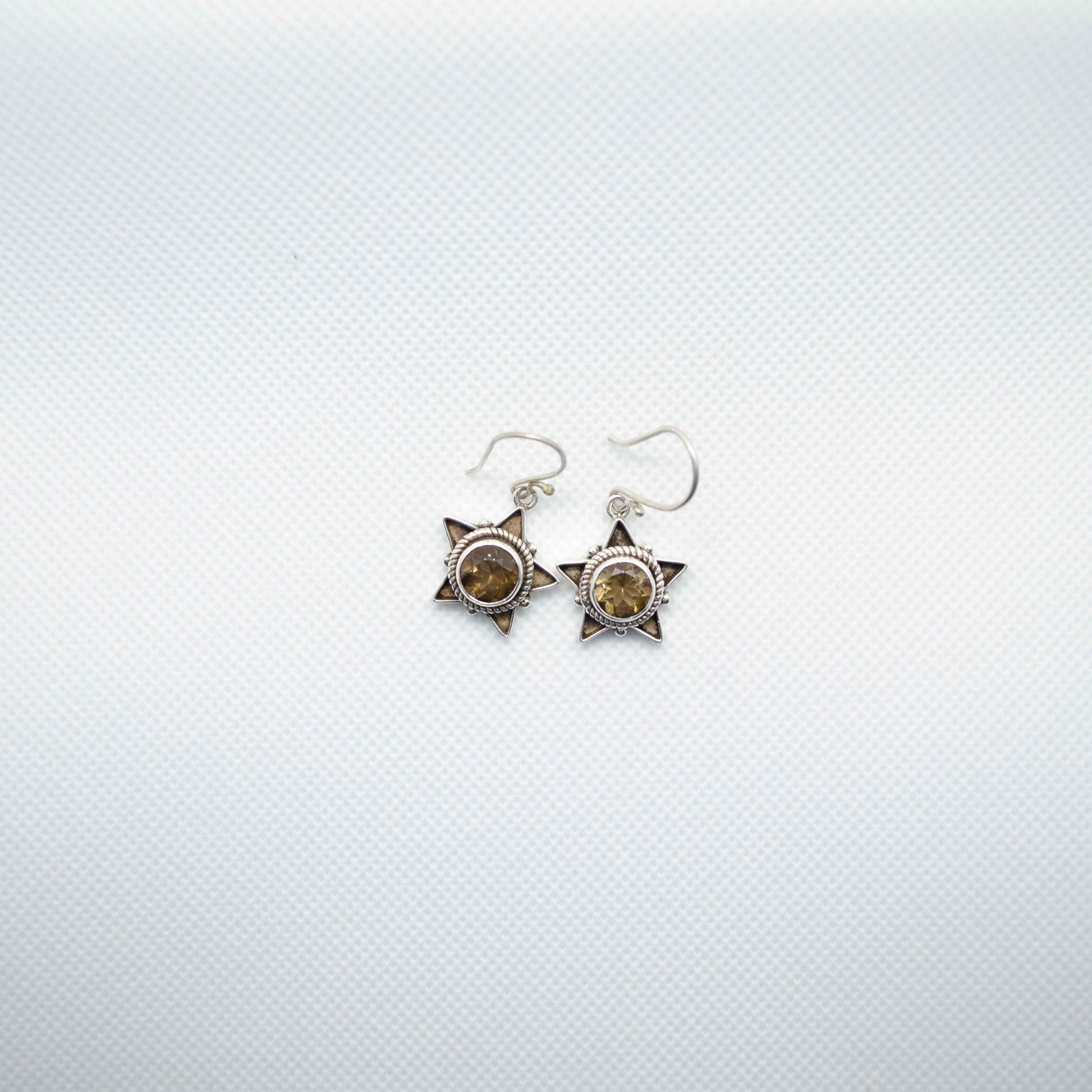 Star Sterling Silver Earrings with Topaz