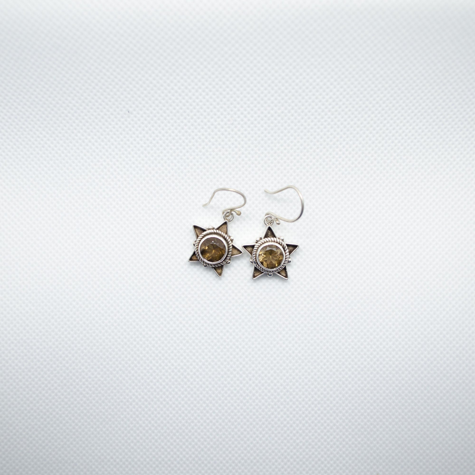 Tara - Star Earrings with Golden Topaz Stone